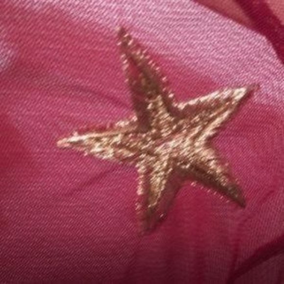 Red Sheer Top Stars Sequins - Picture 3 of 5